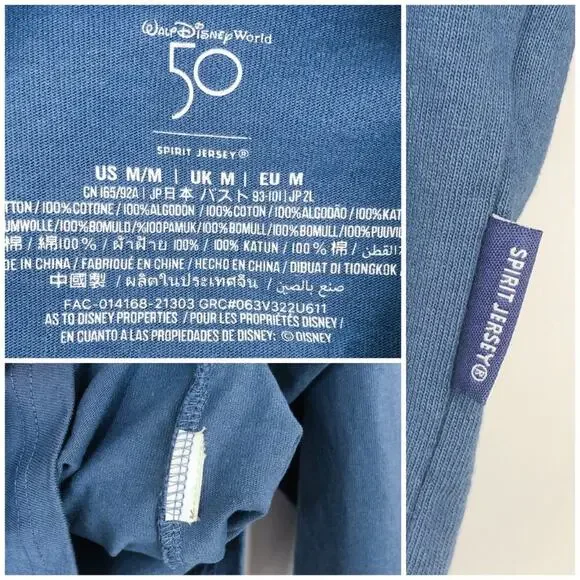 Walt Disney World 50th EARidescent Spirit Jersey Blue Gold Mickey Size Medium - Picture 11 of 16